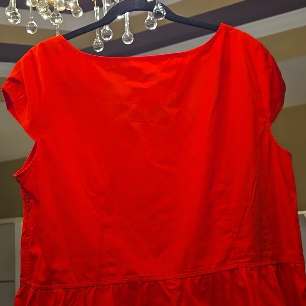 eShakti Cotton Vibrant Red Mini Dress - Picture 6 of 16